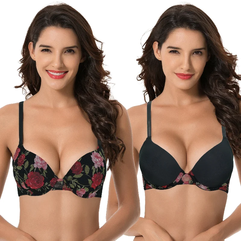 Women's Plus Size Perfect Shape Add 1 Cup Push Up Underwire Bras Supportive Wireless Bra