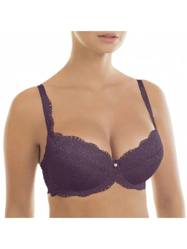 Black Currant Victoria Lace Push Up Bra Sexy Mesh Bra