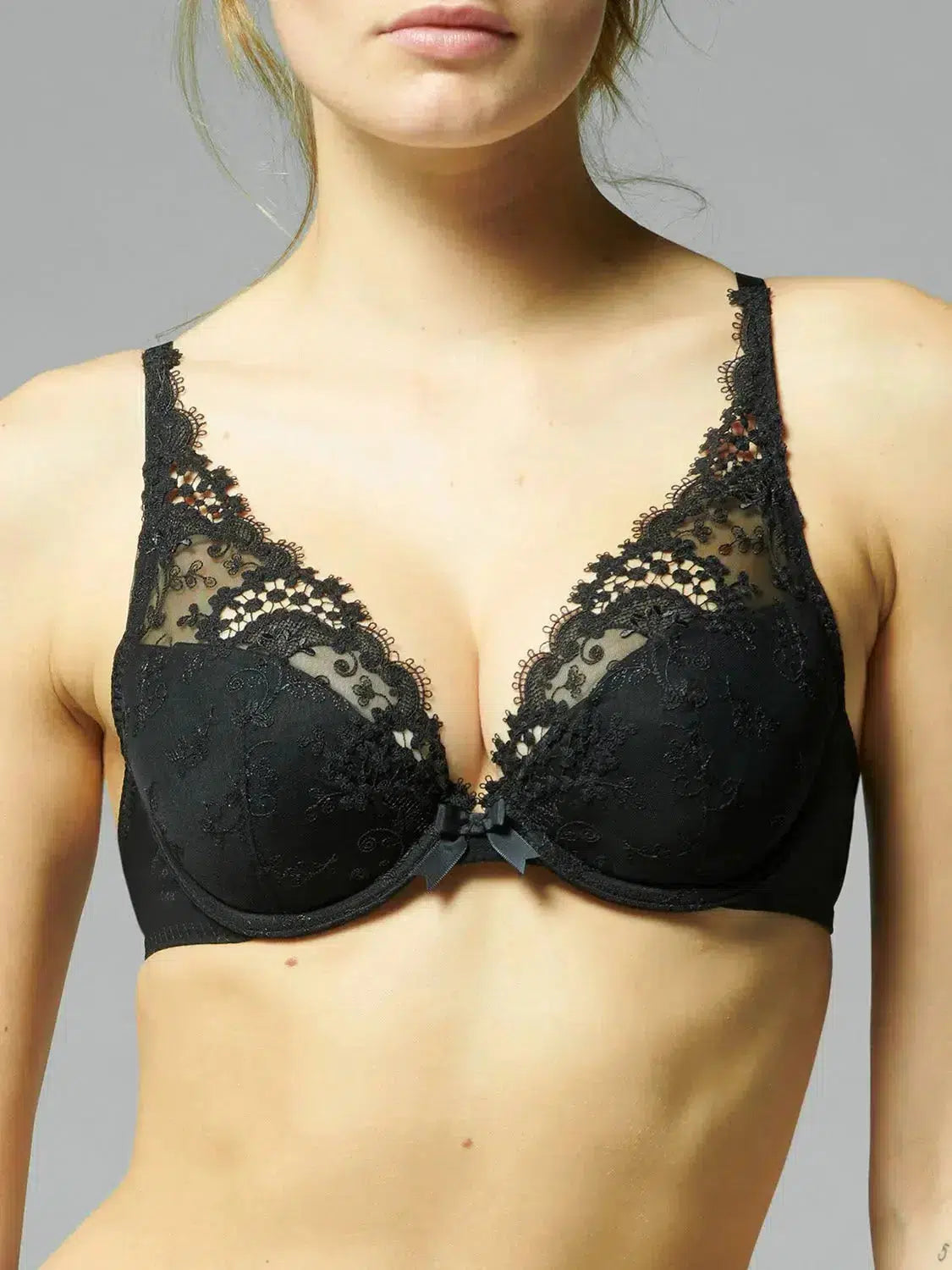 Black Wish Triangle Contour Push-up Lace Bra Cozy Sleep Bra