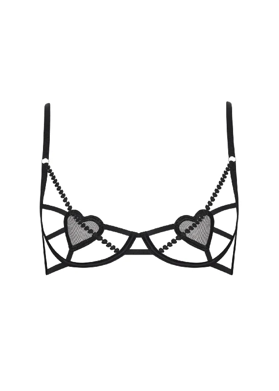 Cristabel Wired Bra (Black) Elegant Silk Bra