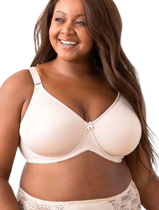 Elila Molded Spacer Underwire Microfiber Full Coverage Bra, Beige | Beige Full Cup Molded Spacer Bra | Elila Underwire Bra Lace Back Bra