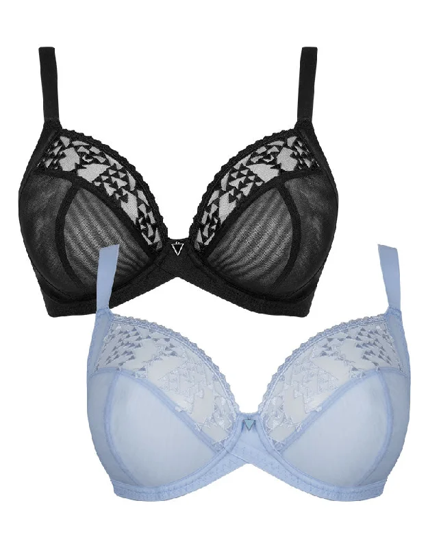 Curvy Kate Centre Stage Full Plunge Bra 2-Pack Black and Icy Blue Ultra-Light Bra