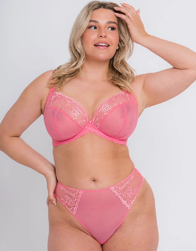 Curvy Kate Centre Stage Full Plunge Side Support Bra Pink Chic Lace Underwear