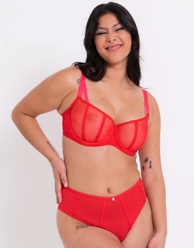 Curvy Kate Elementary Balcony Bra Red/Pink Push-Up Padded Bra