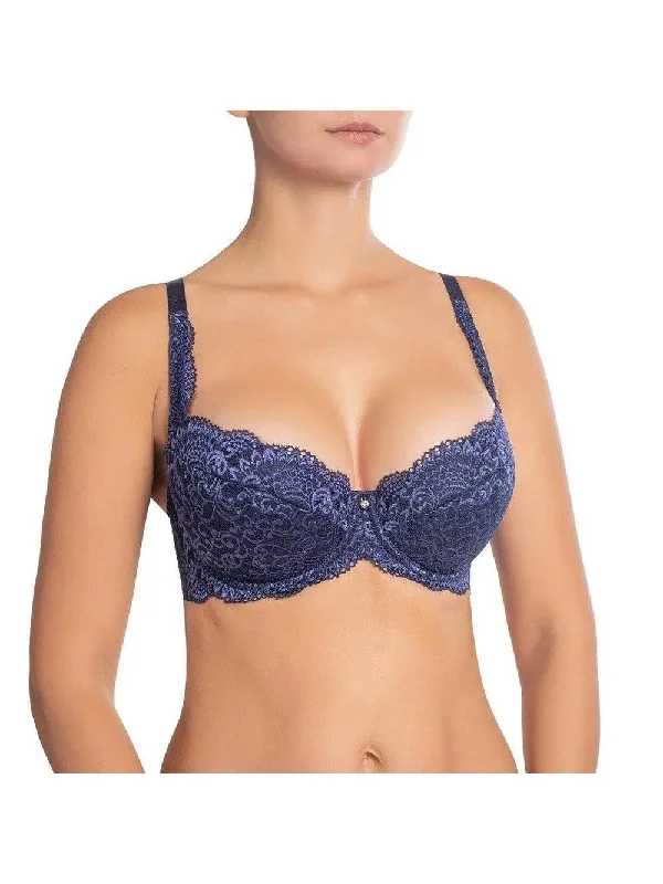 Dark Blue Victoria Lace Push Up Bra Chic Lace Underwear