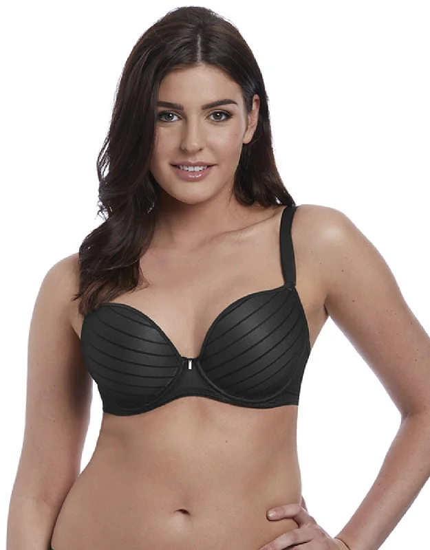 Freya Cameo Underwire Deco Molded Plunge Bra, Black Casual Bralette Set