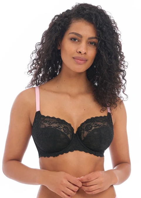 Freya Offbeat Underwire Side Support Bra, Black | Black Side Support Bra Seamless Fit Bra