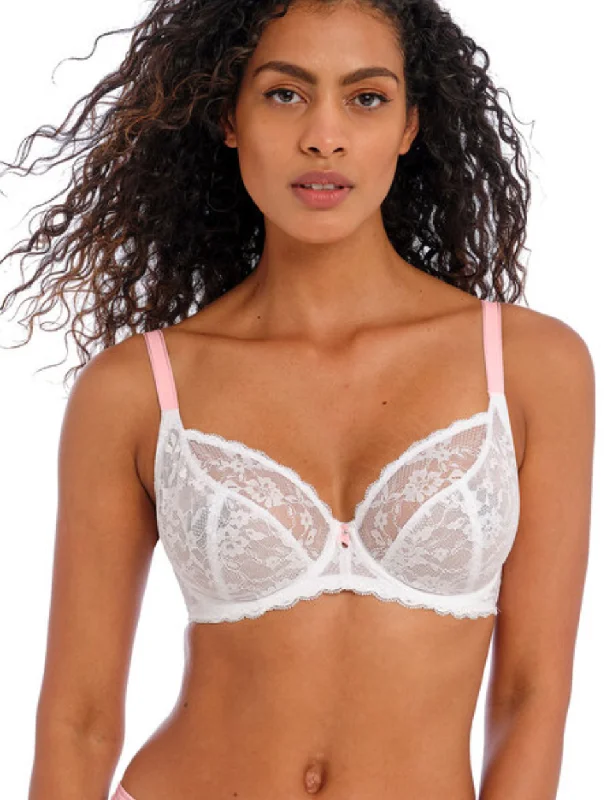 Freya Offbeat Underwire Side Support Bra, White | White Freya Offbeat Chic Lace Bralette