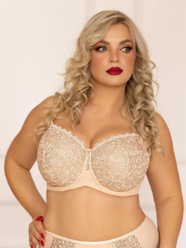 Coffee Betty Full Coverage Soft Cup Bra in Bands 30 through 40 Trendy Lace Bra