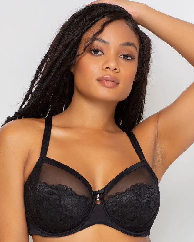 Luxe Lace Underwire Bra - Black Hue High Support Sports Bra