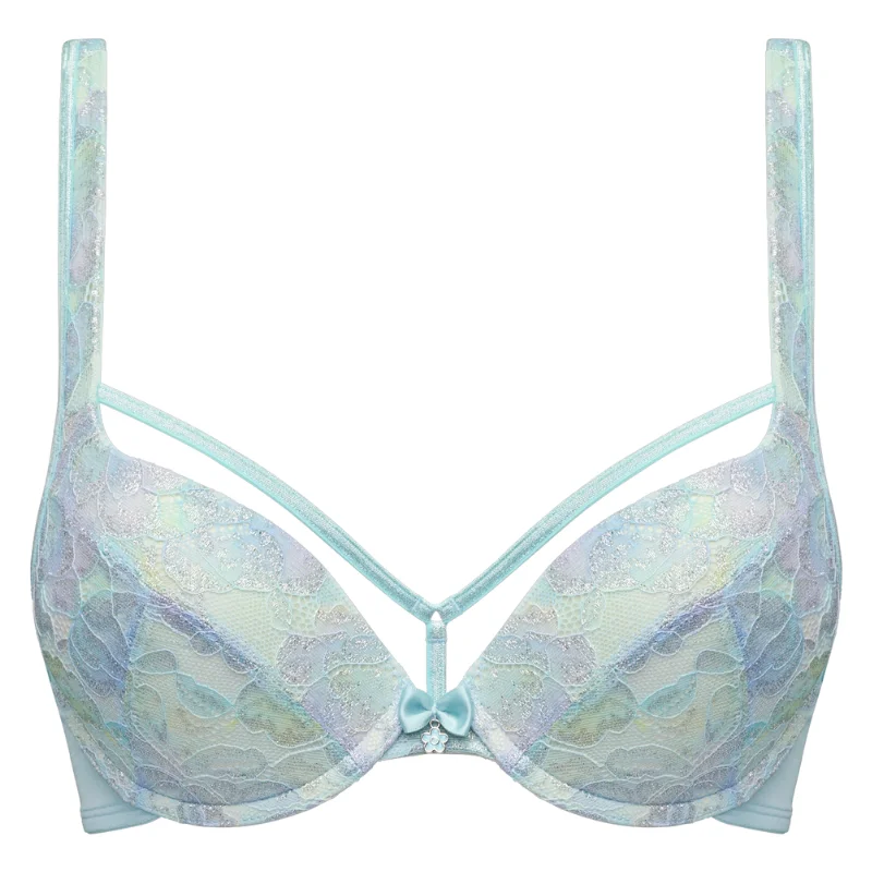 Marlies Dekkers Mariposa Push Up Bra Aqua Blue Supportive Cotton Bra