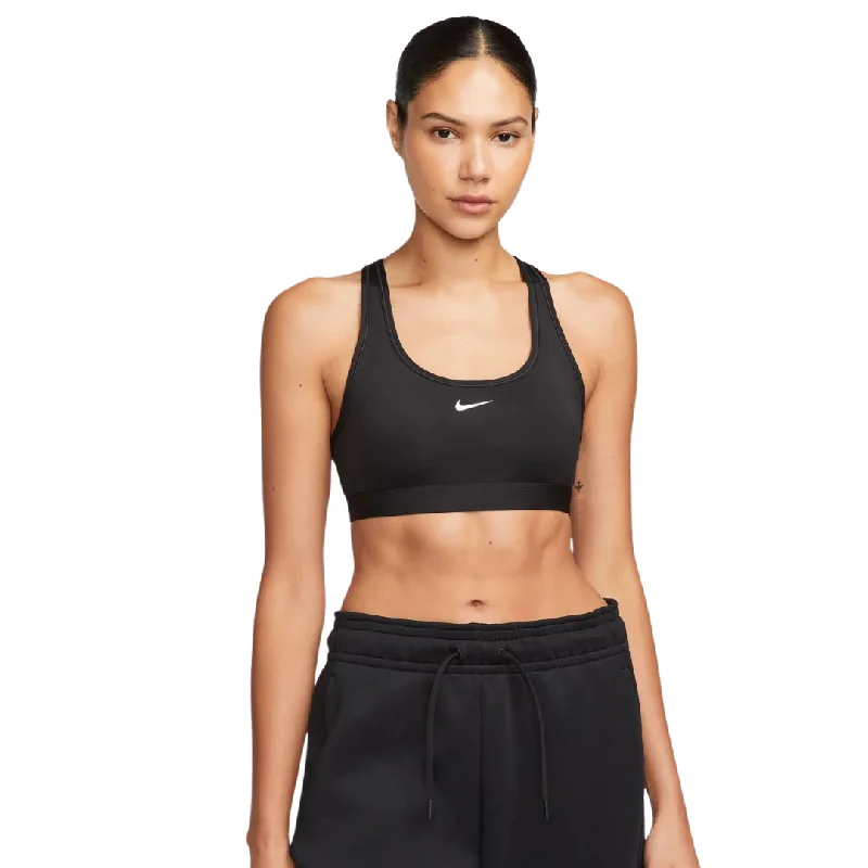 Nike Swoosh Light Support Women's Non-Padded Black Sports Bra Full Coverage Bralette