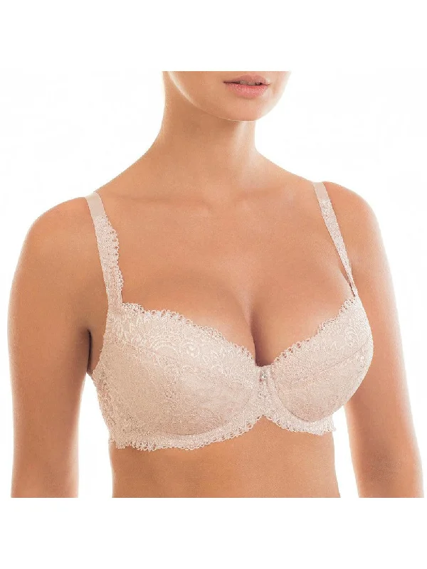 Beige Victoria Lace Push Up Bra Breathable Comfort Bra