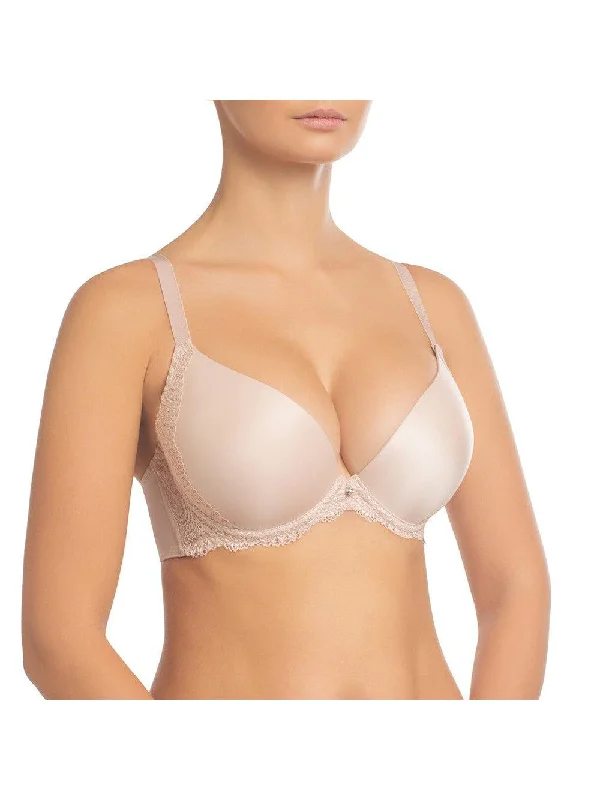 Beige Victoria Push Up Bra with Lace Sides Cozy Wire-Free Bra