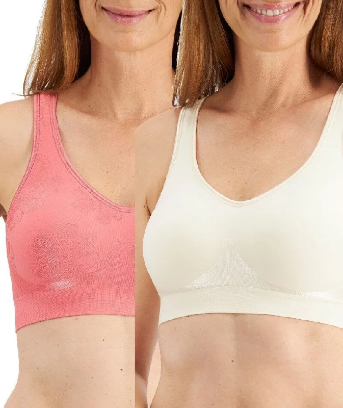 Playtex Comfort Flex Fit Contour Floral Wire-free Bra 2-Pack - Blushing Pink/Almond Seamless Wireless Bra