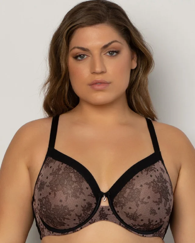 Sheer Mesh Full Coverage Unlined Underwire Bra - Chantilly Lightweight Cotton Bra