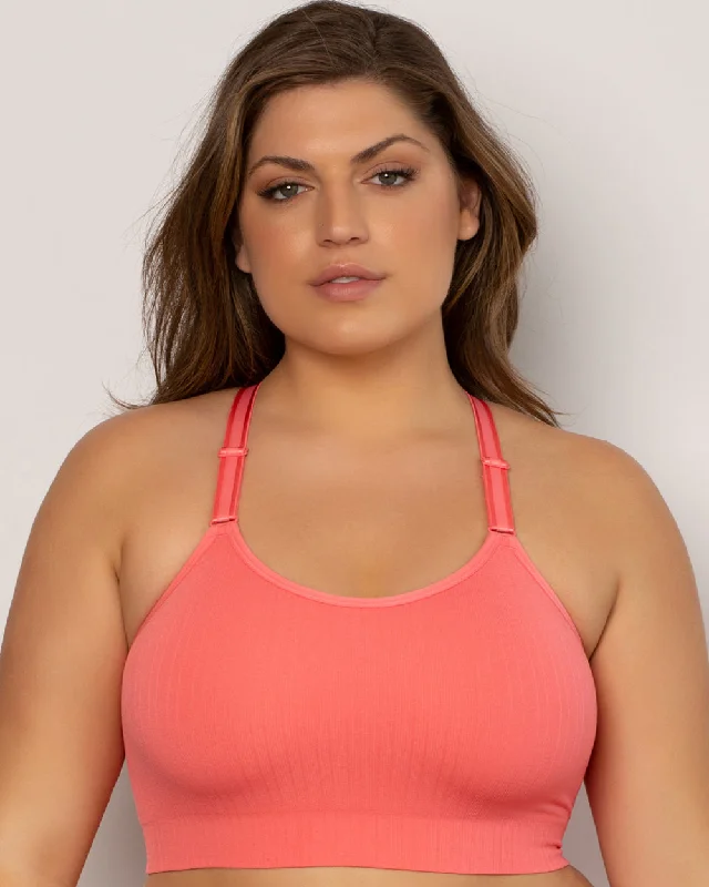 Smooth Seamless Comfort Wireless Longline Bra - Sun Kissed Coral Active Support Bra