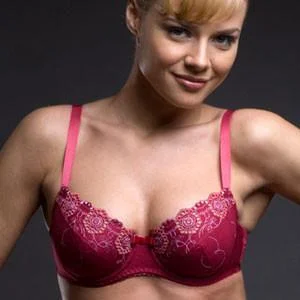 Soft Cotton Demi Bra Lavinia Sweet Raspberry Fashionable Push-Up Bra