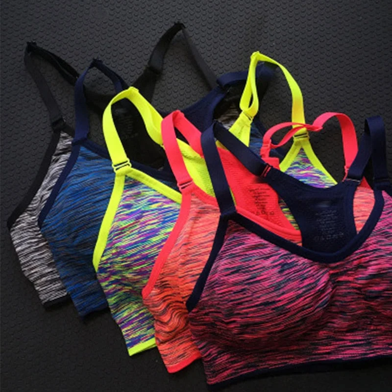 Sports Bra Quick Dry Sports Bra Women Padded Wirefree Adjustable Shakeproof Fitness Underwear Push Up Seamless Yoga Running Tops Breathable Sports Bra