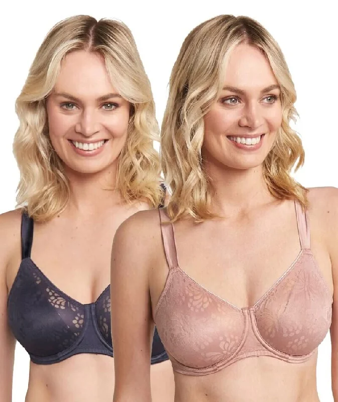 Triumph Lacy Minimizer 2 Pack Bra - Tea Rose/Dark Grey Seamless Sports Bra