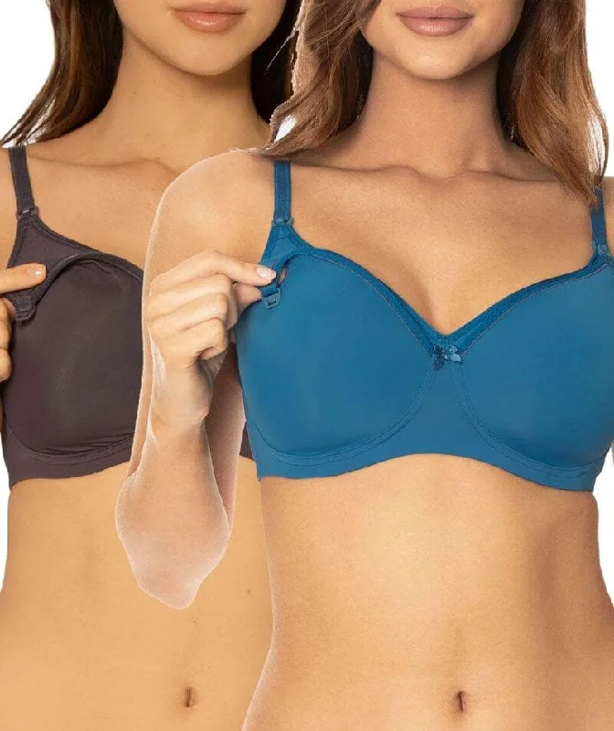 Triumph Mamabel Smooth Wire-free Maternity Bra 2 Pack - Smoke/Peacock Soft Mesh Bralette