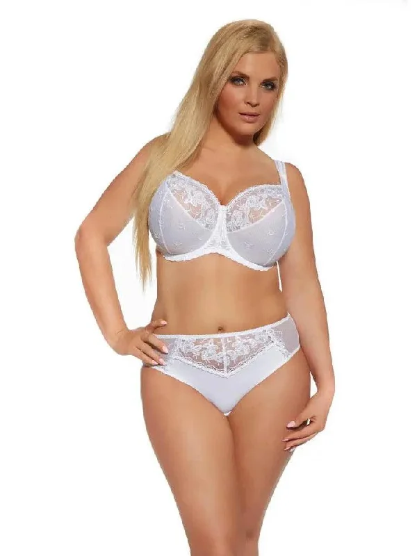 White Brilliant Soft Cup Bra in bands 44 through 50 Seamless Sports Bra