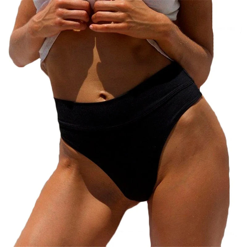 2019 Women Vintage Bikini Panties High Waist Swimwear Bottom Solid Color Female V Cheeky Swimsuit Briefs Beachwear Bathing Suits Classic Swimsuit Design 2019 Women Vintage Bikini Panties High Waist Swimwear Bottom Solid Color Female V Cheeky Swimsuit Briefs Beachwear Bathing Suits Classic Swimsuit Design