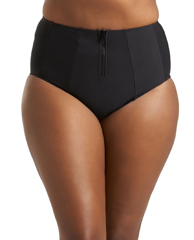 Always For Me Black Plus Size Jax Zip Front Tankini Bottom Trendy Swimsuit Bottoms