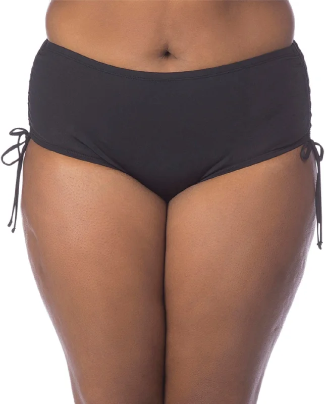 Kenneth Cole Solid Black Plus Size Adjustable High Waist Tankini Bottom Quick-Dry Tankini Kenneth Cole Solid Black Plus Size Adjustable High Waist Tankini Bottom Quick-Dry Tankini