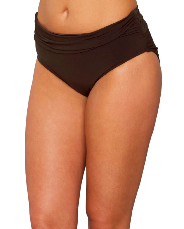 Magicsuit Brown Shirred Jersey Brief Swim Bottom Tropical Print One-Piece