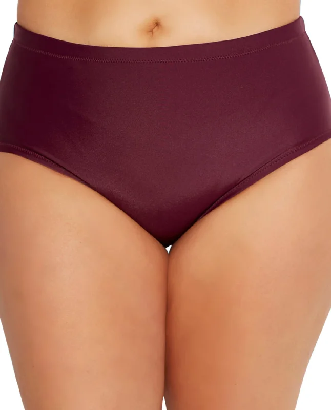 Raisins Curve St Vincent Mid Rise Plus Size Swim Brief in Maroon Crisscross Back Swimsuit Raisins Curve St Vincent Mid Rise Plus Size Swim Brief in Maroon Crisscross Back Swimsuit