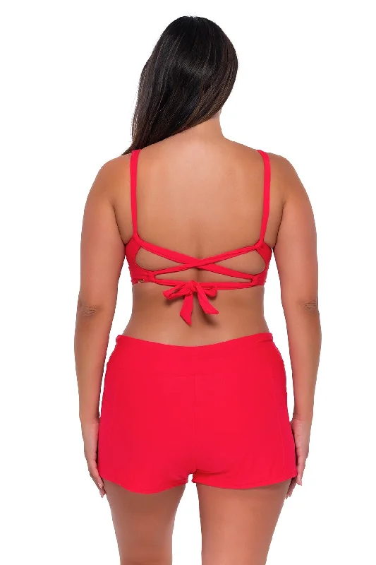 Sunsets Escape Geranium Laguna Swim Short Adjustable Strap Swimsuit