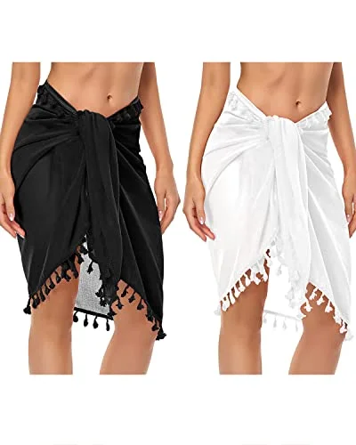 Bathing Suit Wraps Swimsuit Cover Up Skirts For Women-White Reversible Bikini Set