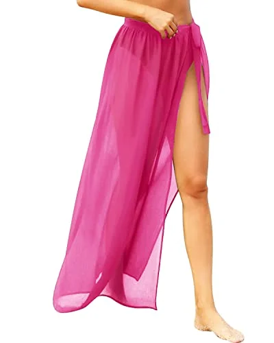 Women's Semi Sheer Swimsuit Cover Ups Beach Wrap Skirt-Neon Pink Push-Up Swimsuit Top Women's Semi Sheer Swimsuit Cover Ups Beach Wrap Skirt-Neon Pink Push-Up Swimsuit Top