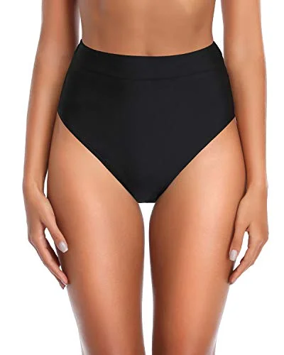 Women's High Waisted Bathing Suit Bottom Tummy Control Bikini Bottom Swimsuit-Black Strap Bikini Set Women's High Waisted Bathing Suit Bottom Tummy Control Bikini Bottom Swimsuit-Black Strap Bikini Set