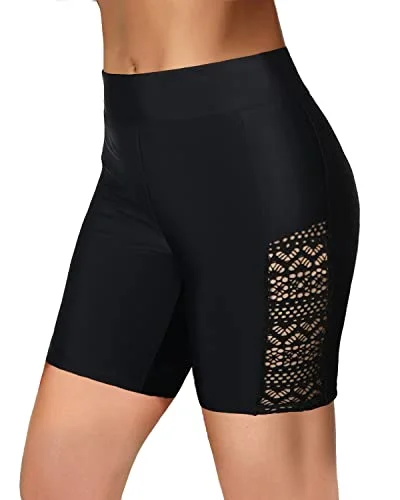 Women High Waisted Swim Shorts Tummy Control Boy Shorts Bottoms-Black Beach Ready Swimsuit Women High Waisted Swim Shorts Tummy Control Boy Shorts Bottoms-Black Beach Ready Swimsuit