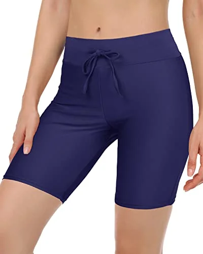 High Waisted Swim Shorts Tummy Control Boy Shorts For Women-Navy Blue Button-Front Swimsuit High Waisted Swim Shorts Tummy Control Boy Shorts For Women-Navy Blue Button-Front Swimsuit