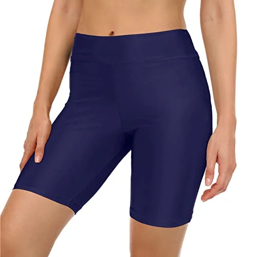 Non See Through Built In Briefs Swim Shorts Womens Swim Shorts-Navy Blue Push-Up Swimsuit Top Non See Through Built In Briefs Swim Shorts Womens Swim Shorts-Navy Blue Push-Up Swimsuit Top