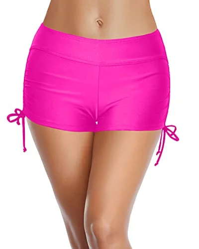 Mid Waisted Board Shorts For Women Swim Bathing Suit Shorts-Neon Pink Sexy Two-Piece Set Mid Waisted Board Shorts For Women Swim Bathing Suit Shorts-Neon Pink Sexy Two-Piece Set