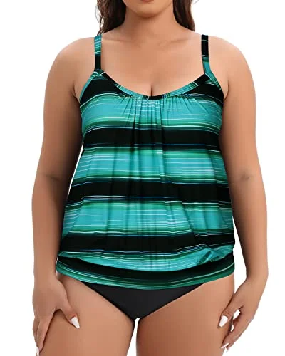 High Waisted Tummy Control Swim Bottom For Women-Green Stripe Modern High-Waisted Swimsuit High Waisted Tummy Control Swim Bottom For Women-Green Stripe Modern High-Waisted Swimsuit