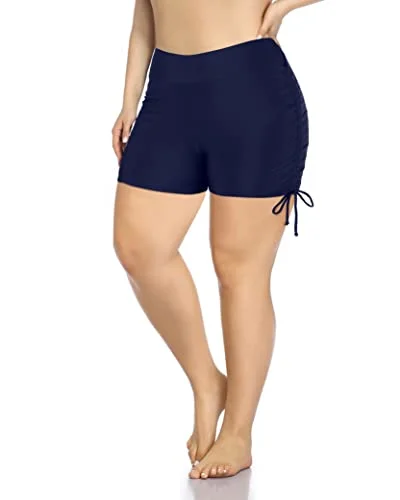 Tummy Control Bathing Suit Bottoms Plus Size Swim Shorts-Navy Blue Chic Beach Cover-Up Tummy Control Bathing Suit Bottoms Plus Size Swim Shorts-Navy Blue Chic Beach Cover-Up