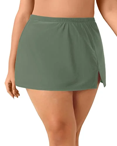 Tummy Control High Waisted Swimsuit Bottoms For Curvy Women-Olive Green Trendy Swimwear Set Tummy Control High Waisted Swimsuit Bottoms For Curvy Women-Olive Green Trendy Swimwear Set