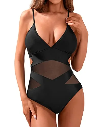 Women's Sexy One Piece Swimsuits Mesh High Waisted Bathing Suits Monokini-Black High-Cut One-Piece Women's Sexy One Piece Swimsuits Mesh High Waisted Bathing Suits Monokini-Black High-Cut One-Piece