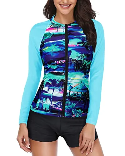 Women's UPF 50+ Two Piece Bathing Suit Long Sleeve Zipper Rash Guard Swimsuit Sexy Swimwear Set Women's UPF 50+ Two Piece Bathing Suit Long Sleeve Zipper Rash Guard Swimsuit Sexy Swimwear Set