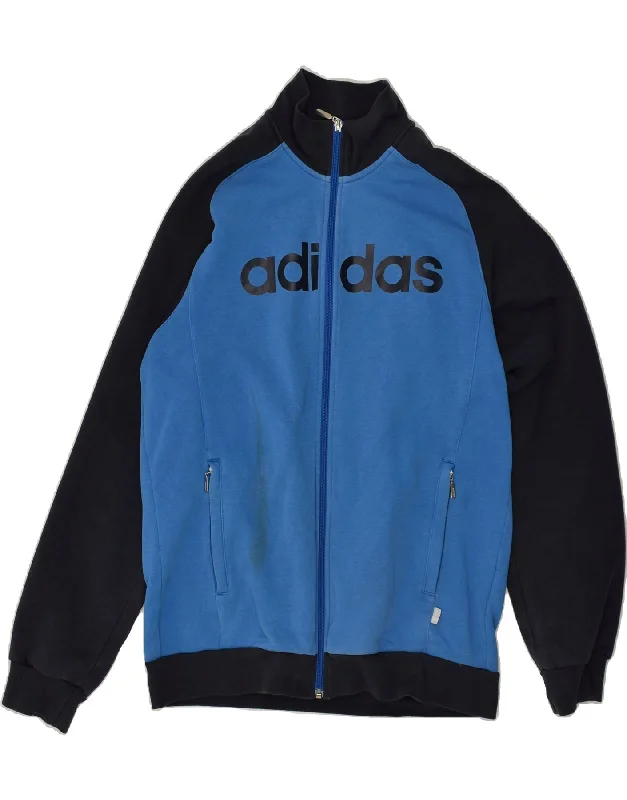 ADIDAS Womens Graphic Tracksuit Top Jacket UK 14 Medium Blue Cotton Ribbed Jacket Pleated Jacket Ruffled Jacket ADIDAS Womens Graphic Tracksuit Top Jacket UK 14 Medium Blue Cotton Ribbed Jacket Pleated Jacket Ruffled Jacket