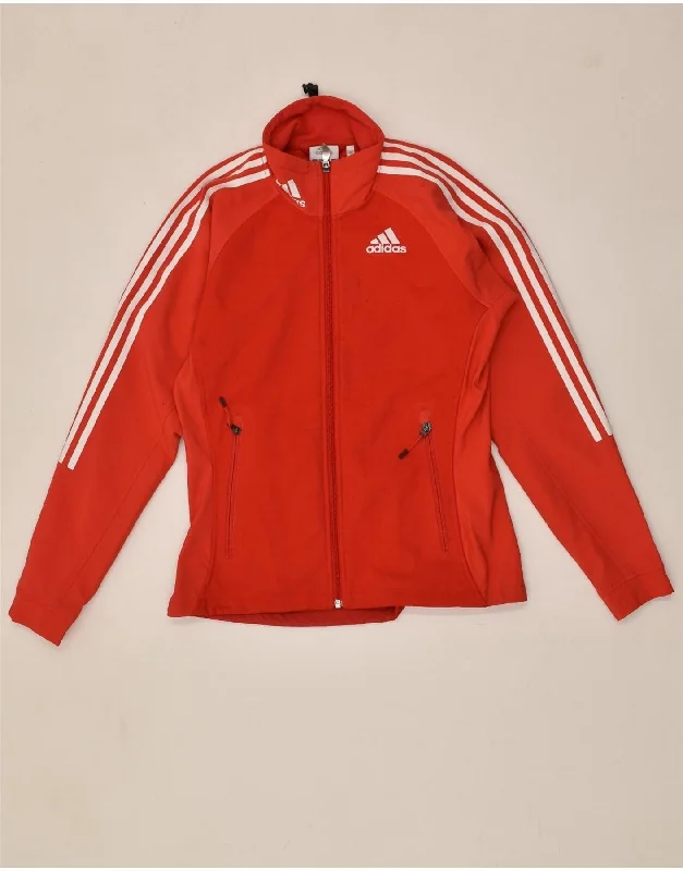 ADIDAS Womens Tracksuit Top Jacket UK 12 Medium Red Polyester Zip Front Button Front Snap Front ADIDAS Womens Tracksuit Top Jacket UK 12 Medium Red Polyester Zip Front Button Front Snap Front