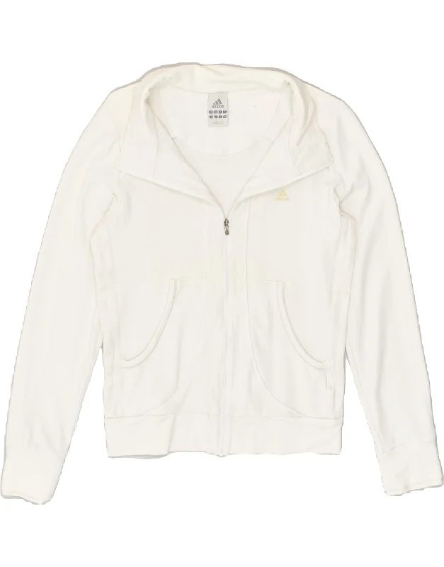 ADIDAS Womens Tracksuit Top Jacket UK 12 Medium White Cotton Front Pockets Side Pockets Patch Pockets ADIDAS Womens Tracksuit Top Jacket UK 12 Medium White Cotton Front Pockets Side Pockets Patch Pockets