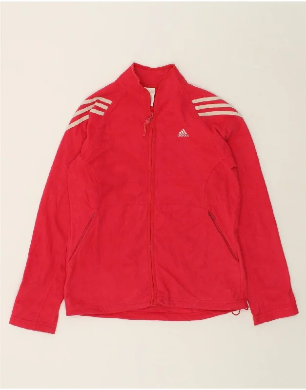 ADIDAS Womens Tracksuit Top Jacket UK 14 Medium Red Polyester Cotton Fabric Linen Fabric Terry Fabric ADIDAS Womens Tracksuit Top Jacket UK 14 Medium Red Polyester Cotton Fabric Linen Fabric Terry Fabric