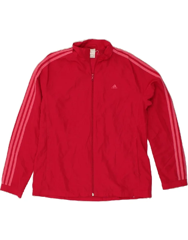 ADIDAS Womens Tracksuit Top Jacket UK 18 XL Red Polyester Chenille Fabric Brocade Fabric Lace Fabric ADIDAS Womens Tracksuit Top Jacket UK 18 XL Red Polyester Chenille Fabric Brocade Fabric Lace Fabric