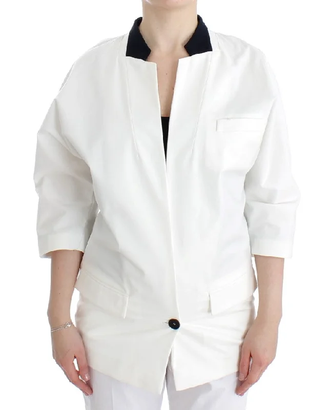 Andrea Pompilio Cotton Blend Oversized Blazer Women's Jacket Cotton Fabric Linen Fabric Terry Fabric Andrea Pompilio Cotton Blend Oversized Blazer Women's Jacket Cotton Fabric Linen Fabric Terry Fabric